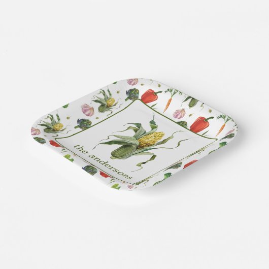 Waterverf biologische producten maïs papieren bordje (Gebogen)