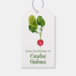 Waterverf biologische radijs cadeaulabel