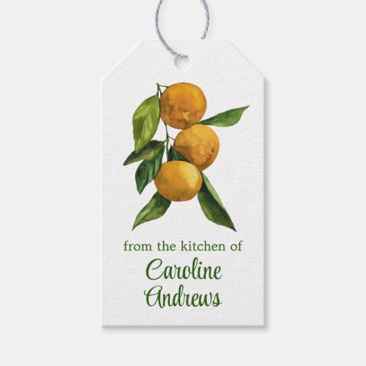 Waterverf biologische Tangerines Cadeaulabel (Voorkant)