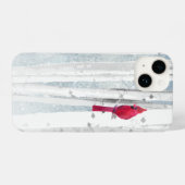 Waterverf Birch Trees Kardinaal Rood VogelNatuur iPhone Hoesje (Achterkant horizontaal)