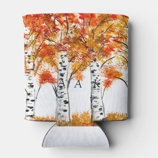 Waterverf Birches Trees Herfst herfstbruiloft Blikjeskoeler (Achterkant)