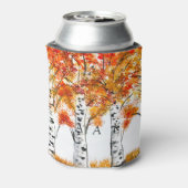 Waterverf Birches Trees Herfst herfstbruiloft Blikjeskoeler (Blikje Achterkant)