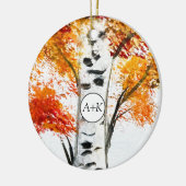 Waterverf Birches Trees Herfst herfstbruiloft Keramisch Ornament (Links)