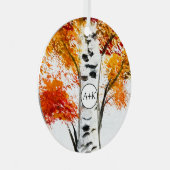Waterverf Birches Trees Herfst herfstbruiloft Metalen Ornament (Voorkant Rechts)