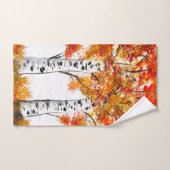 Waterverf Birches Trees Herfst najaar oranje blade Bad Handdoek (Handdoek)