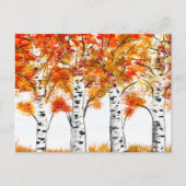 Waterverf Birches Trees Herfst najaar oranje blade Briefkaart (Voorkant)
