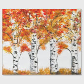 Waterverf Birches Trees Herfst najaar oranje blade Cadeaupapier (Vlak)