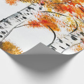 Waterverf Birches Trees Herfst najaar oranje blade Cadeaupapier (Hoek)