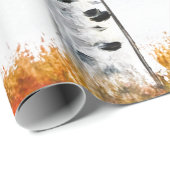 Waterverf Birches Trees Herfst najaar oranje blade Cadeaupapier (Rol Hoek)
