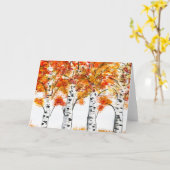 Waterverf Birches Trees Herfst najaar oranje blade Kaart (Gele Bloem)