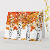 Waterverf Birches Trees Herfst najaar oranje blade Kaart (Gele Bloem)