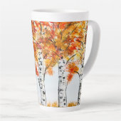 Waterverf Birches Trees Herfst najaar oranje blade Latte Mok (Rechterhoek)