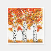 Waterverf Birches Trees Herfst najaar oranje blade Servet (Voorkant)