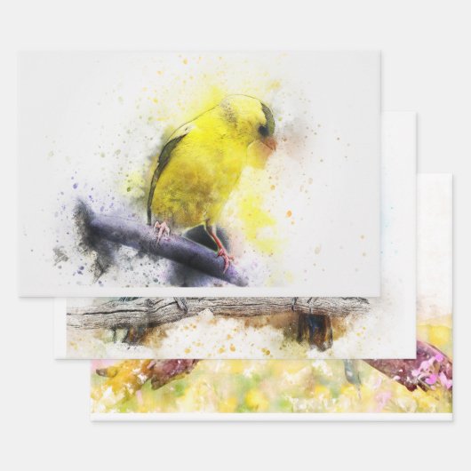 Waterverf Bird 5 ontlepagina Wall Art Inpakpapier Vel (Set)