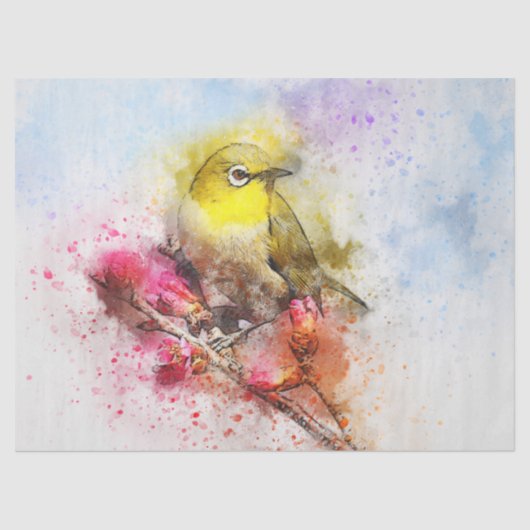 Waterverf Bird 6 Ontworpen Wall Art Tissuepapier (Voorkant)
