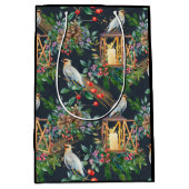 Waterverf Bird and Lantern Design Kerstmis Medium Cadeauzakje (Voorkant)