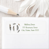 Waterverf Bird Black Feathers Rustic Boho Label (Insitu)