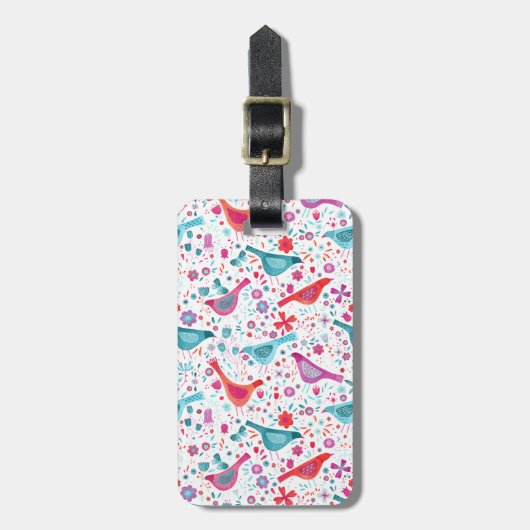 Waterverf Bird Floral Boho Bagagelabel (Voorkant verticaal)
