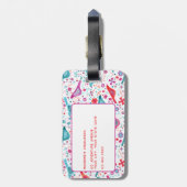 Waterverf Bird Floral Boho Bagagelabel (Achterkant verticaal)