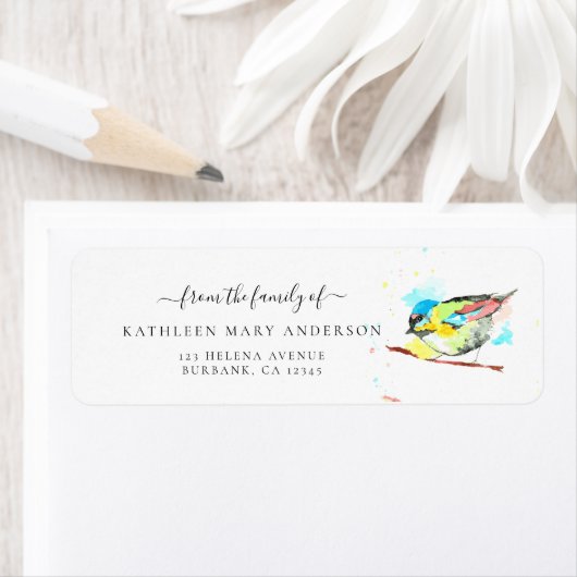 Waterverf Bird in Loing Memory Funeral Etiket (Insitu)