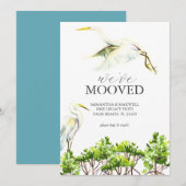 Waterverf Bird & Mangrove verhuizen aangekondigd Save The Date (Voorkant / Achterkant)