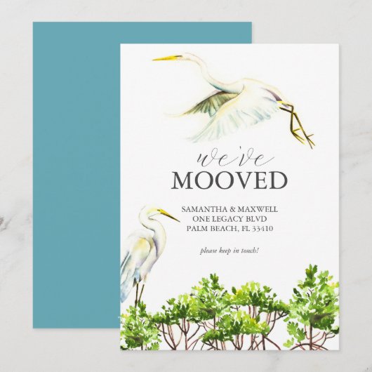 Waterverf Bird & Mangrove verhuizen aangekondigd Save The Date (Voorkant / Achterkant)