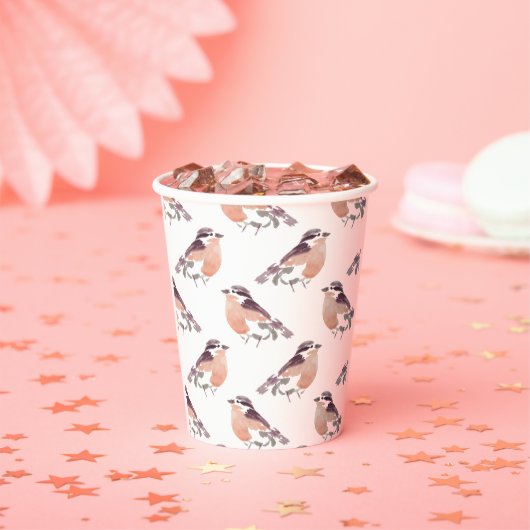 Waterverf Bird Pattern Koffiebekers Papieren Bekers (Insitu)