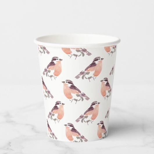 Waterverf Bird Pattern Koffiebekers Papieren Bekers (Achterkant)