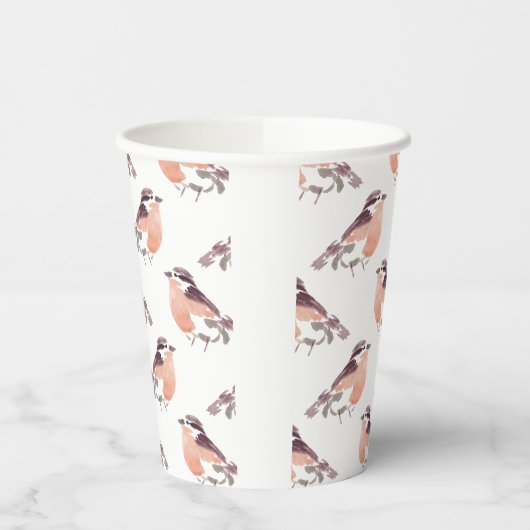 Waterverf Bird Pattern Koffiebekers Papieren Bekers (Links)