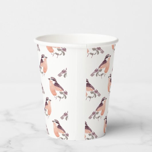 Waterverf Bird Pattern Koffiebekers Papieren Bekers (Rechts)