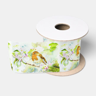 Waterverf Bird Satin Ribbon Satijnen Lint