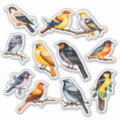 Waterverf Bird Scrapbook Stationery Sticker (Voorkant)
