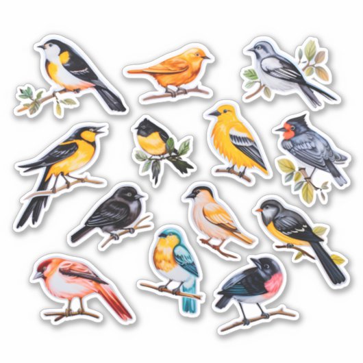Waterverf Bird Scrapbook Stationery Sticker (Voorkant)