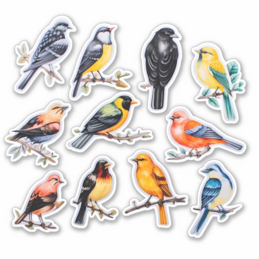 Waterverf Bird Scrapbook Stationery Sticker (Voorkant)