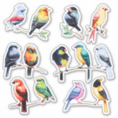 Waterverf Bird Scrapbook Stationery Sticker (Voorkant)