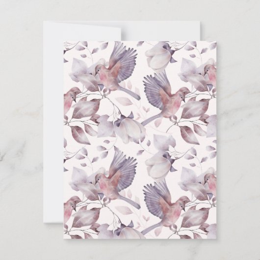 Waterverf Bird Stylish Feminine Trendy Blush Pink Notitiekaartje (Achterkant)