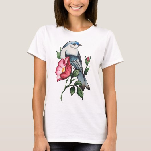 Waterverf Bird T-shirt (Voorkant)