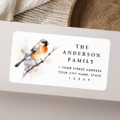 Waterverf Bird White retouradres Etiket