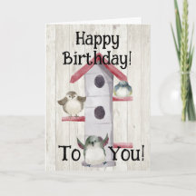 Waterverf Birdhouse Happy House Birthday Card