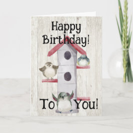 Waterverf Birdhouse Happy House Birthday Card Kaart