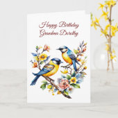 Waterverf Birds and Flowers Oma's Birthday Kaart (Gele Bloem)