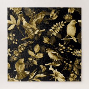 Waterverf Birds:  bloemontwerp. Legpuzzel