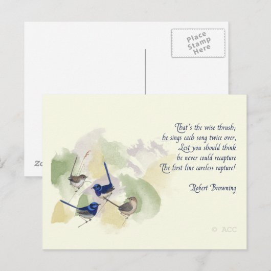 Waterverf Birds Robert Browning Poem Briefkaart (Voorkant / Achterkant)
