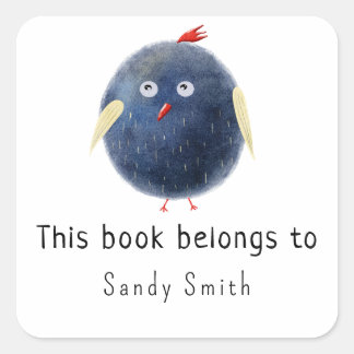 Waterverf birdy - Dit boek behoort tot Vierkante Sticker