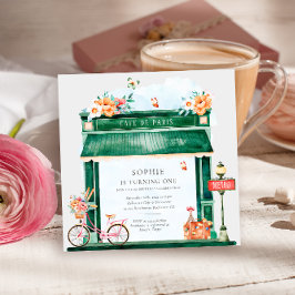 Waterverf Birsthday Party Paris Cafe Boulangerie Kaart