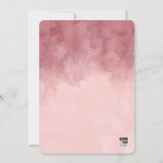 Waterverf Birth van Burgundy en Pink Ombre Aankondiging (Achterkant)