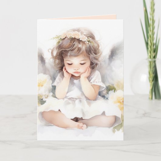 Waterverf Birthday Angel Meisje Kaart (Voorkant)