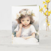 Waterverf Birthday Angel Meisje Kaart (Gele Bloem)