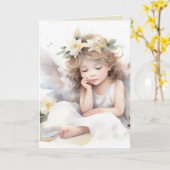 Waterverf Birthday Angel Meisje Kaart (Gele Bloem)