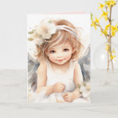 Waterverf Birthday Angel Meisje Kaart (Gele Bloem)